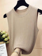 zjais Summer Spring Tanks Top Women Sleeveless Knitted T-Shirts Female Elastic Slim Casual Vests Crop Tops Camis Pullover Shirts