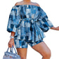 Plus size Two Piece Set Women Off Shoulder Printed Short Sets Top Pants Sweet Suit Summer Wholesale Dropshipping L-3XL.