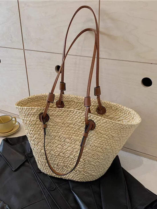 Colorful Straw Woven Beach Bag. Large Capacity Underarm Basket Bag.  Seaside Holiday Woven Bag. Spacious Women Shopper Tote Handbag.