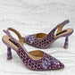 Women’s Purple High Heel Party Shoes and Rhinestone Handbag Set - Italian Design Wedding Style