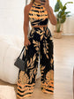 Sexy Halter Backless Vest and Long Pants 2 Piece Set Summer Vacation Beach Ladies Set Casual Loose High Waist Wide Leg Pants Set