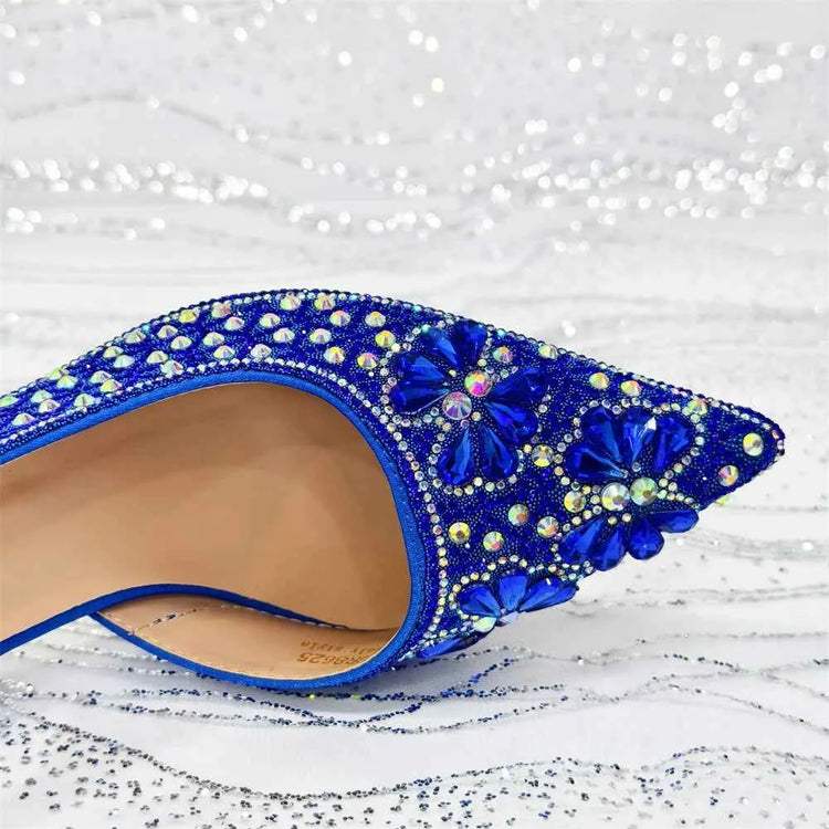 Women’s Purple High Heel Party Shoes and Rhinestone Handbag Set - Italian Design Wedding Style