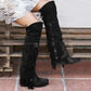 Fashion Bohemia Knee-length Women Boots Ethnic Personality High Boots Tassels Faux Suede Boots Girl Flat Bottom Long Botas Mujer.