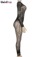 Weird Puss See Through Women Jumpsuits Long Sleeve Hollow Out Hot Girls Sexy Nightclub Dance Party Body-Shaping Coquette Outfits
