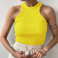 Tank Tops Women Yellow Casual Vest Sleeveless Camis Shoulder Women&