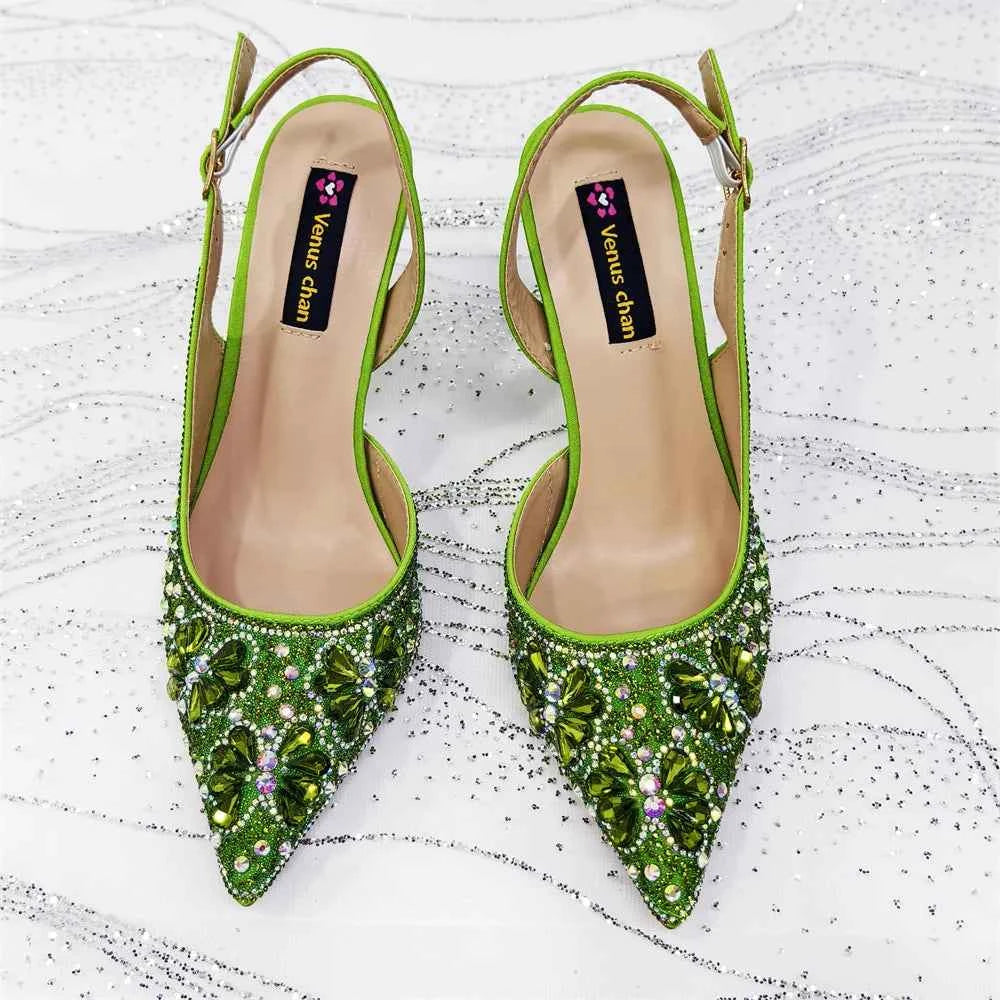 Women’s Purple High Heel Party Shoes and Rhinestone Handbag Set - Italian Design Wedding Style