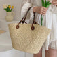 Perfect Vacation Storage Bag. Large capacity Straw Woven Tote Bag. Women Summer Beach Bag. Casual French Style Underarm Shoulder Bag.