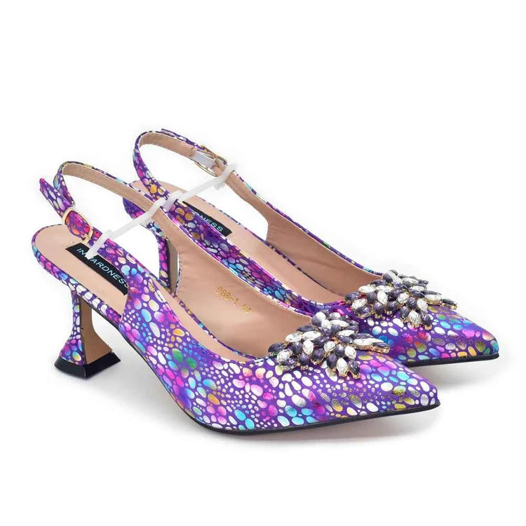 Italian Shoes and Bags Matching Good Quality Designer Bag and Shoes Set Crystal Butterfly-knot Women Pumps Shoes Set Woman Bags.