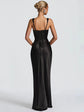 Satin Backless Sexy Maxi Dress Women. Elegant Halter Off-shoulder Sleeveless Dress. Lace-up Bodycon Club Party Long Dresse.