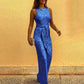 Women Jumpsuits Sexy Backless Sequins. Elegant O Neck Sleeveless Lace Up Casual Rompers. Glitter Party Clubwear Costume for Female.