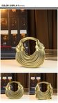 Handbags for Women.  New Gold Luxury Designer Brand Bag. Handwoven Noodle Bags. Rope Knotted Pulled Hobo Silver Evening Clutch Chic.