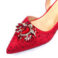New Fashionable Red Color Pointed Top Ladies Shoes. Matching Bag Set For  Women Wedding Party Pump.
