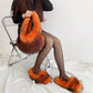 Faux Fur Slippers And Bag Set. 2025 Fashion Fur Handbags Women Purse Furry Slides Matching Set. Indoor Shoes Plus Size 46.