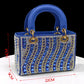 Summer New Design Specials Italian Women Shoes and Bag Set. Blue Color Comfortable Low Heels With Rhinestone.