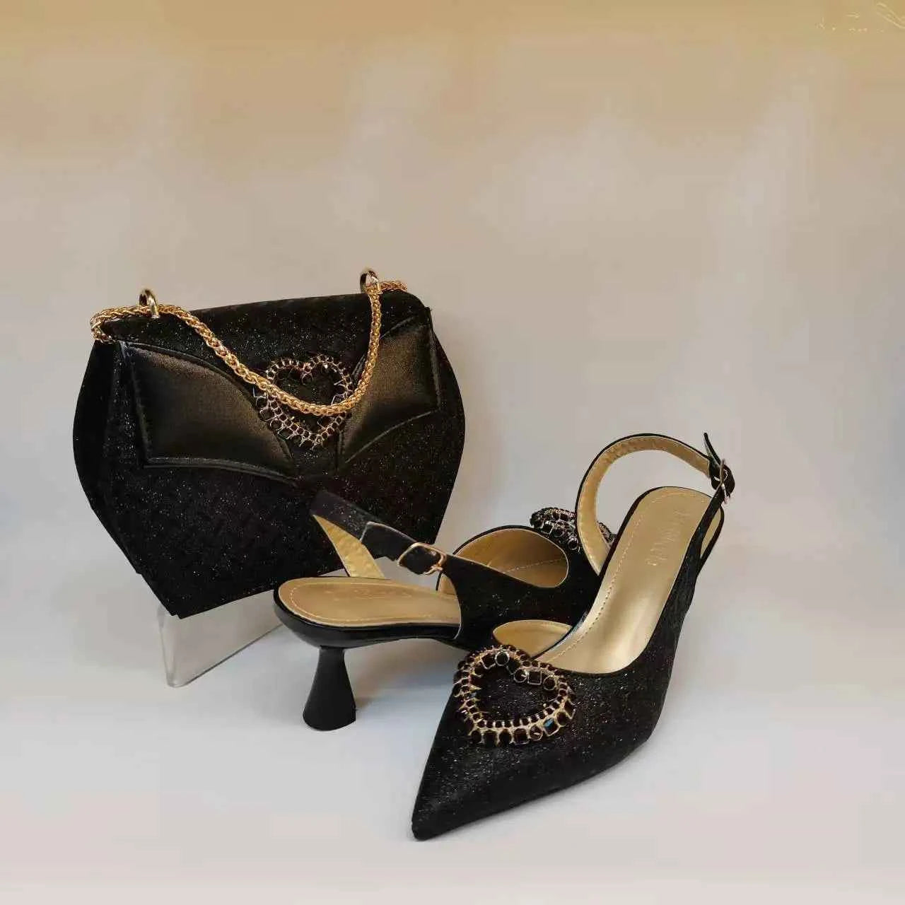Italian Shoes and Bags Matching Set Women Heel Party Italian Design Wedding High Heels With Match Bags Good Quality